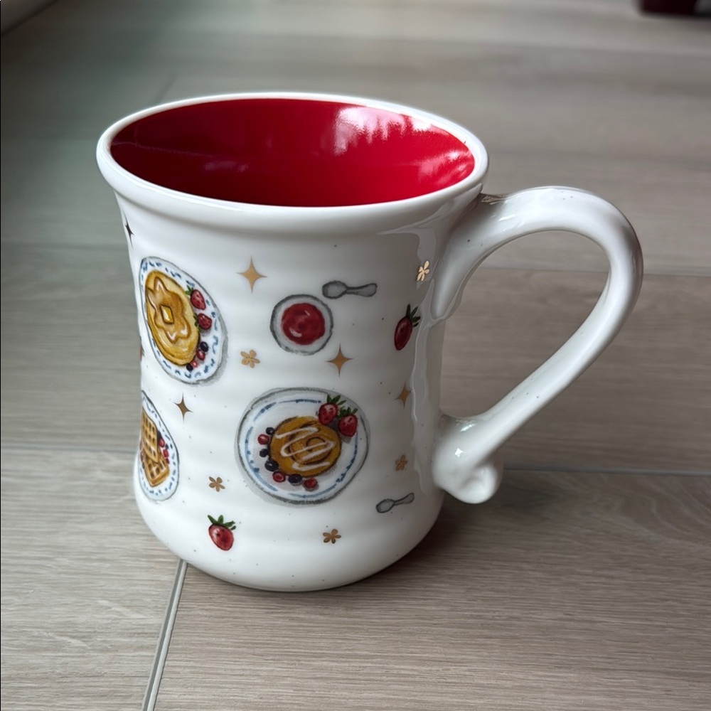 NWOT white and red patterned mug